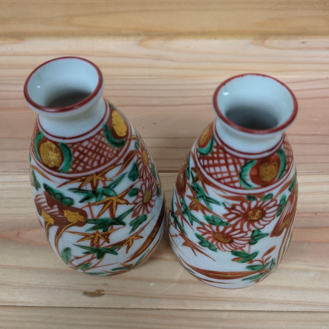 永楽善五郎　赤絵金彩徳利　１対