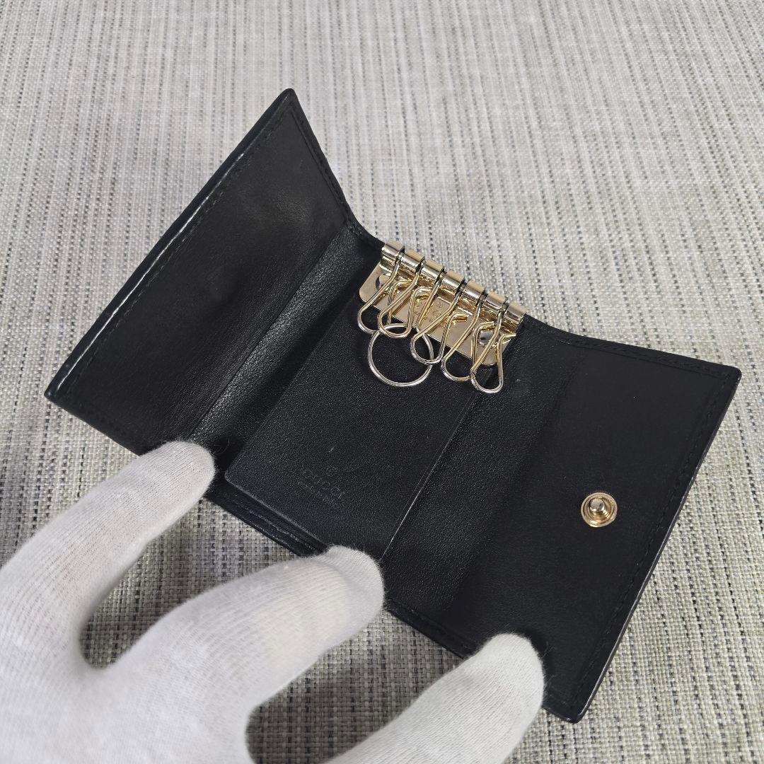 極美品　GUCCI　グッチ　6連　キーケース　グッチシマ　シマライン　レザー