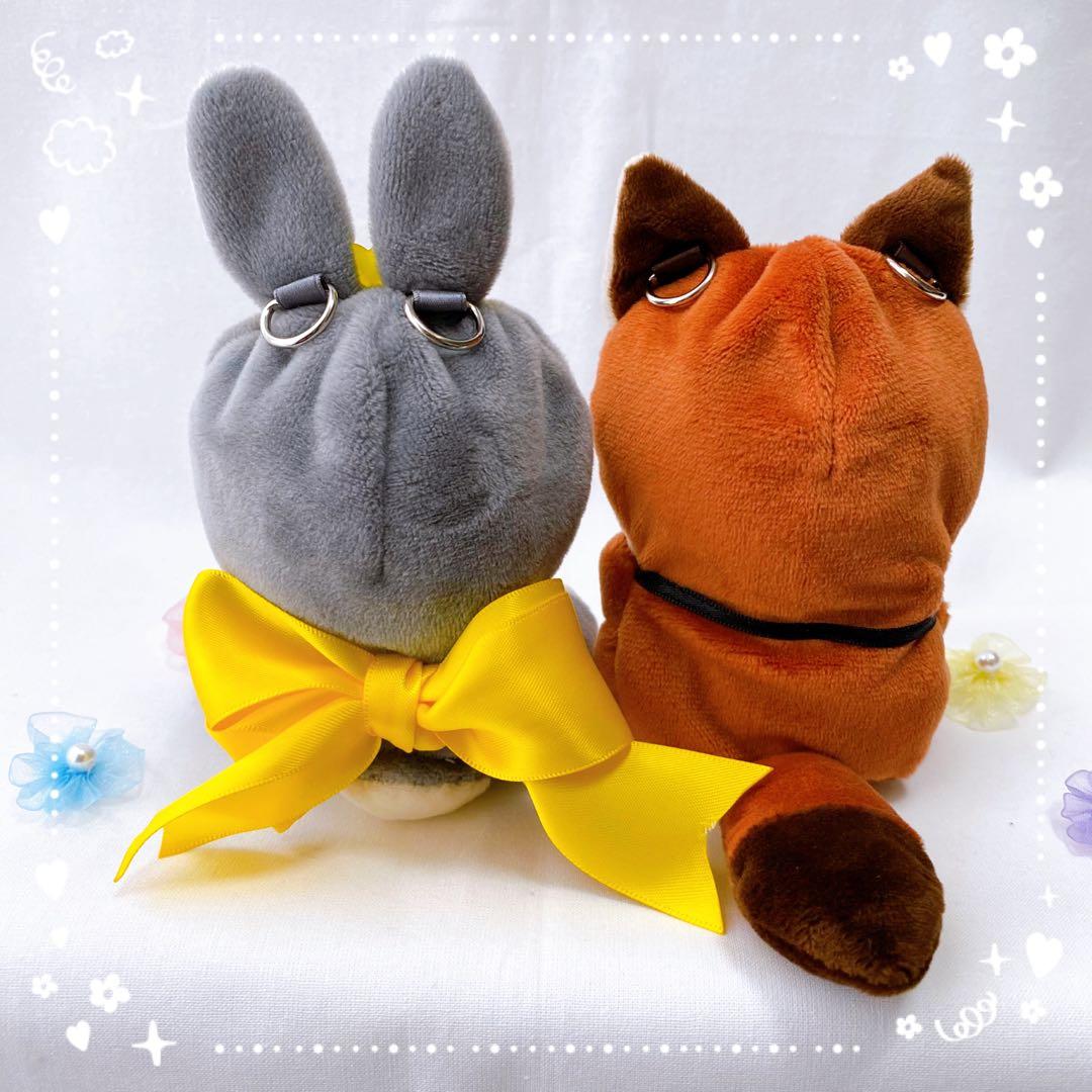 【ウサギ・キツネＡ】ほわぬいサイズ着ぐるみ/Dカン・裏地付きハンドメイドぬい服