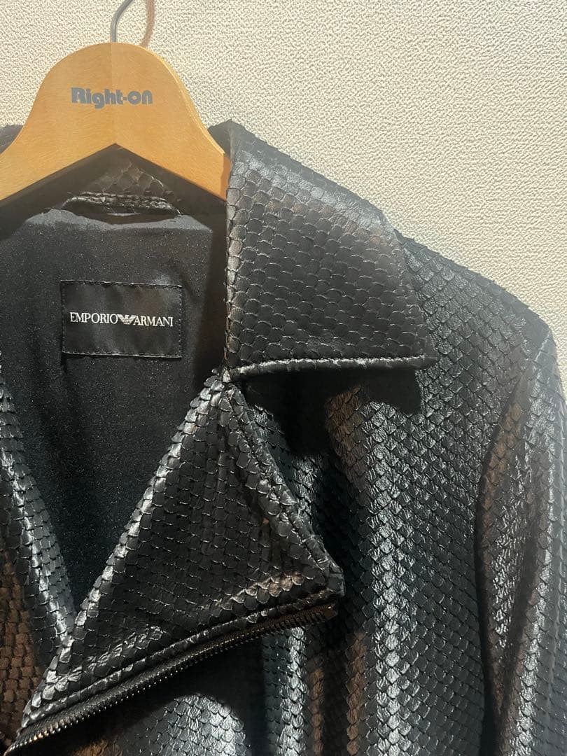 EMPORIO ARMANI ヘビ柄レザーライダースジャケット