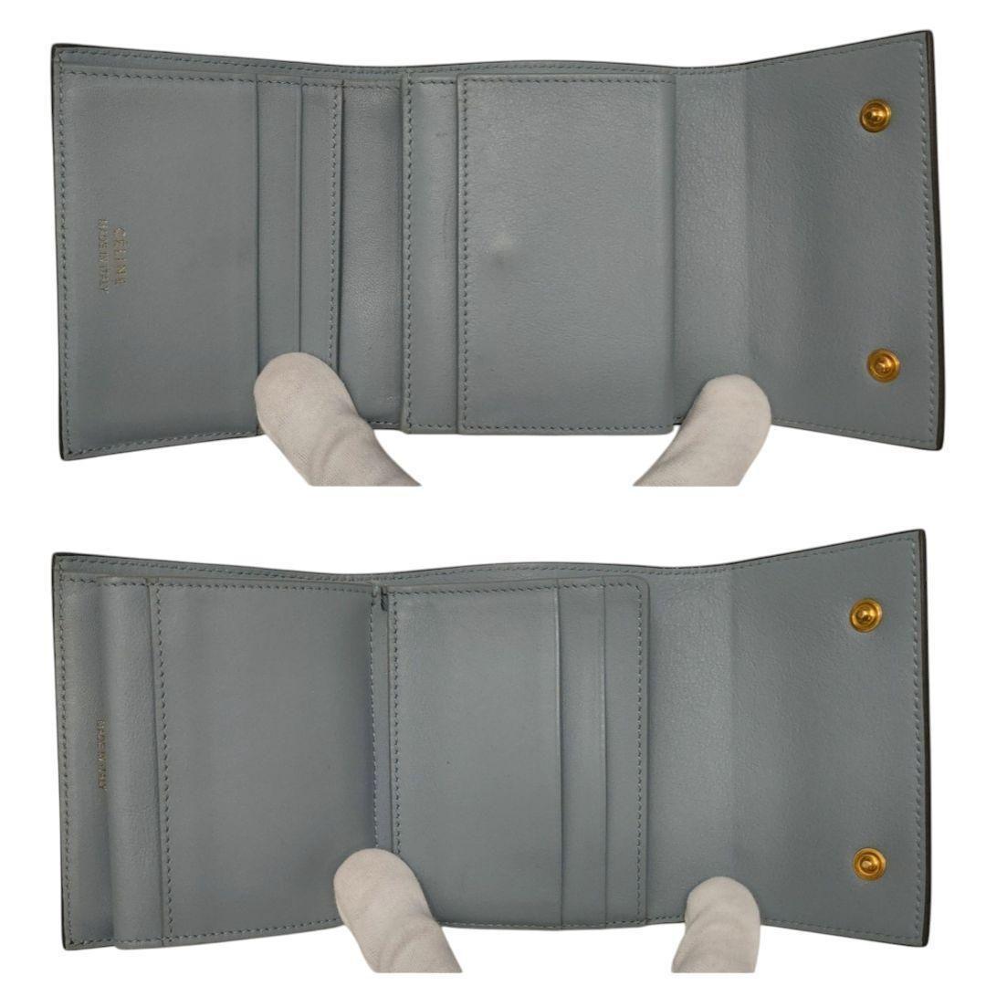 セリーヌ　スモールフォールデットマルチファンクション　グレー　ライトブルー