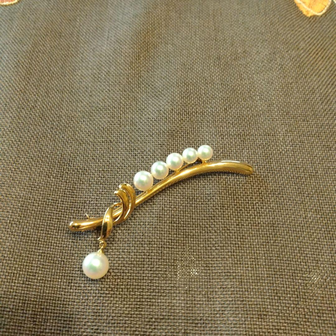 ミキモト　k18YG アコヤ真珠　エレガントブローチ