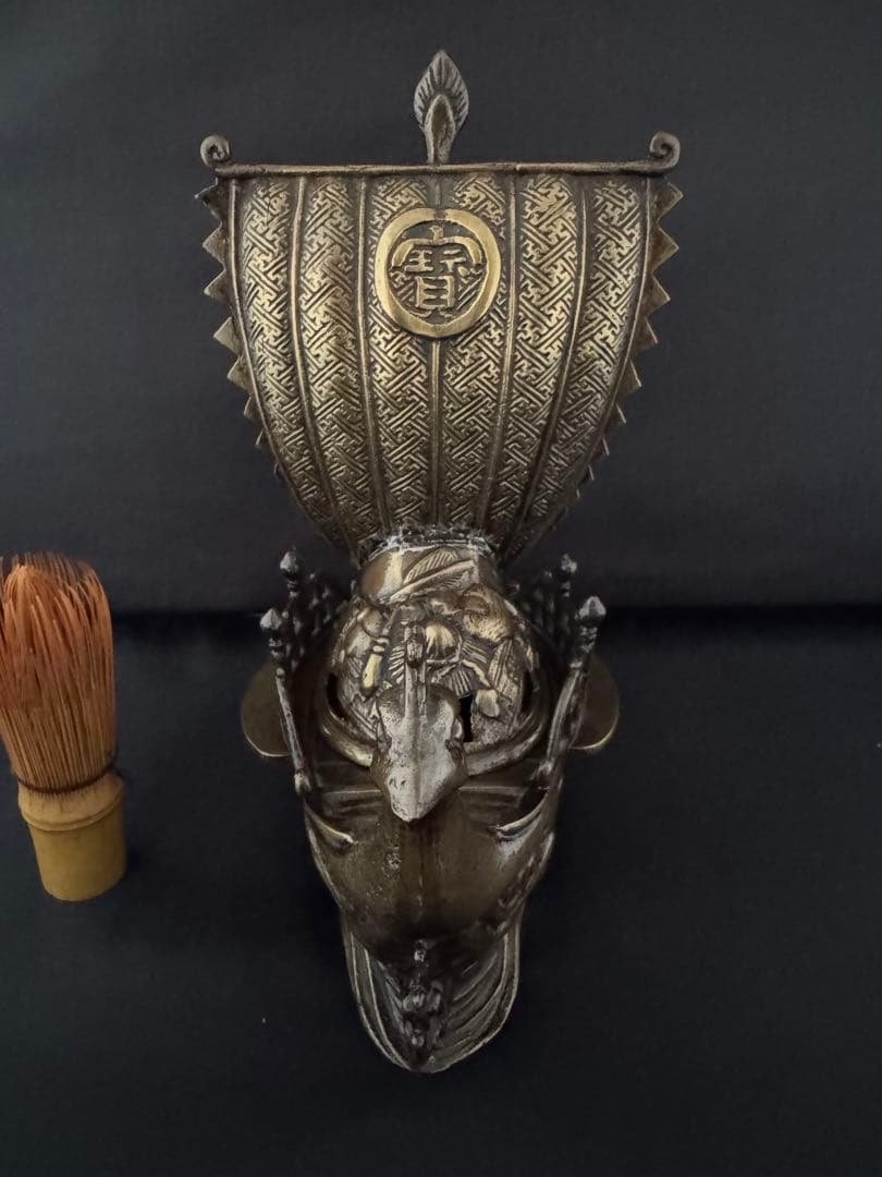 香炉 鳳凰型 宝船 銅製 彫刻 置物 開運 風水 骨董 インテリア　アンティーク