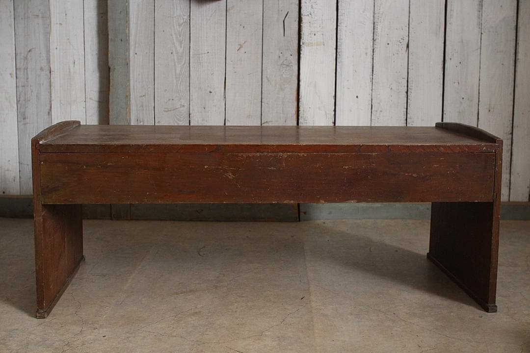 古い木製の机　引き出し2杯　ローテーブル　サイドテーブル　作業台　古家具　古民家