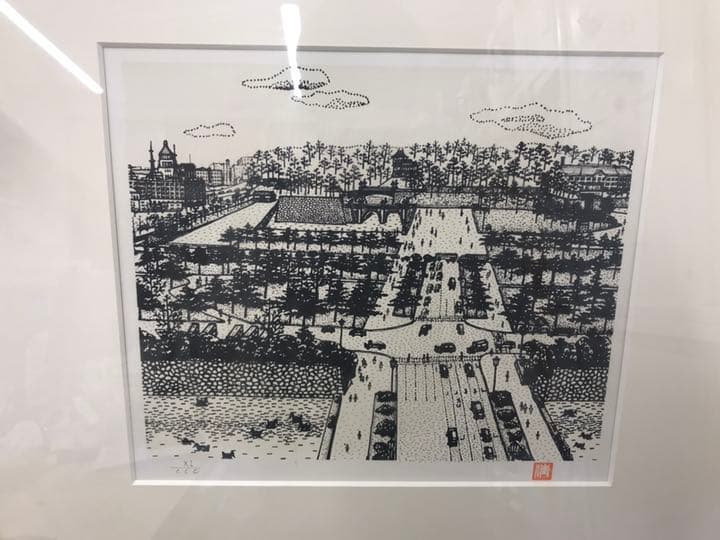 [山下清]皇居前広場[リトグラフ]