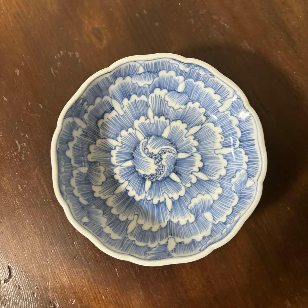 古伊万里　染付なます皿　5枚　膾皿　唐草　アンティーク　古道具　白洲正子　李朝