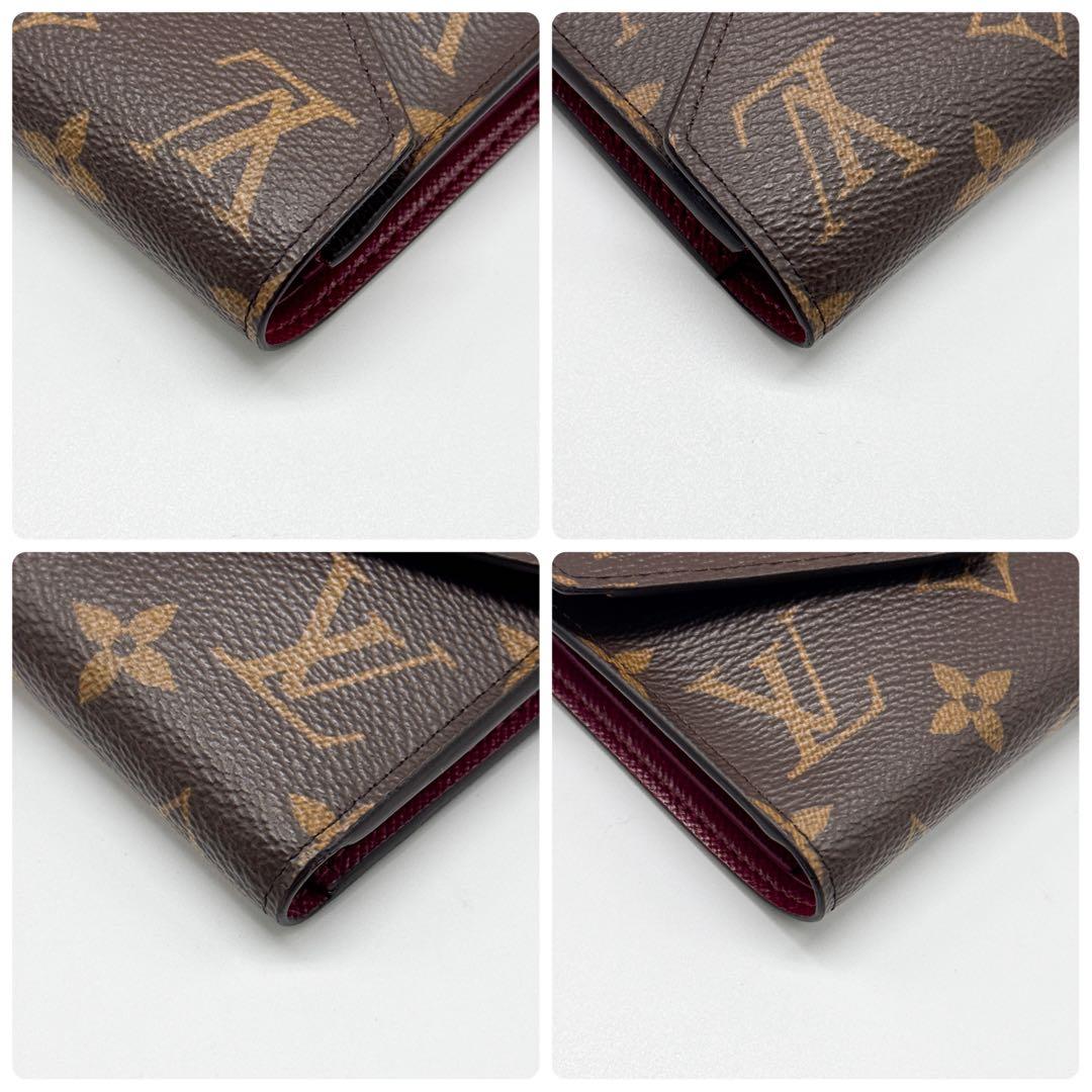 ルイヴィトン モノグラム ヴィクトリーヌ フューシャ 赤 財布 三つ折り レッド