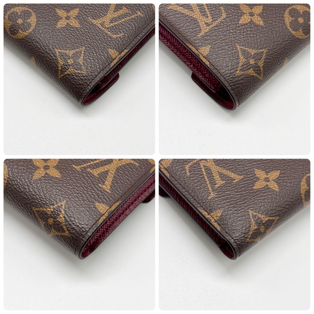ルイヴィトン モノグラム ヴィクトリーヌ フューシャ 赤 財布 三つ折り レッド