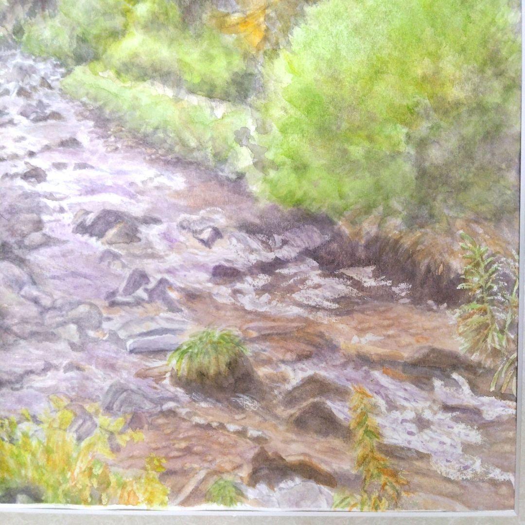 水彩画・風景画・紅葉‘長野県のある秋の風景