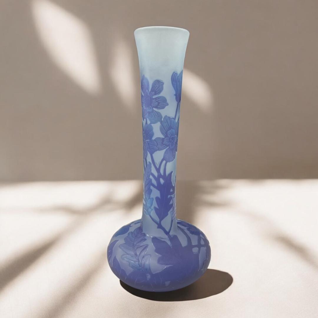 ◆証明書付◆EmileGalleエミールガレ 花瓶 21cm×9cm カメオ彫り