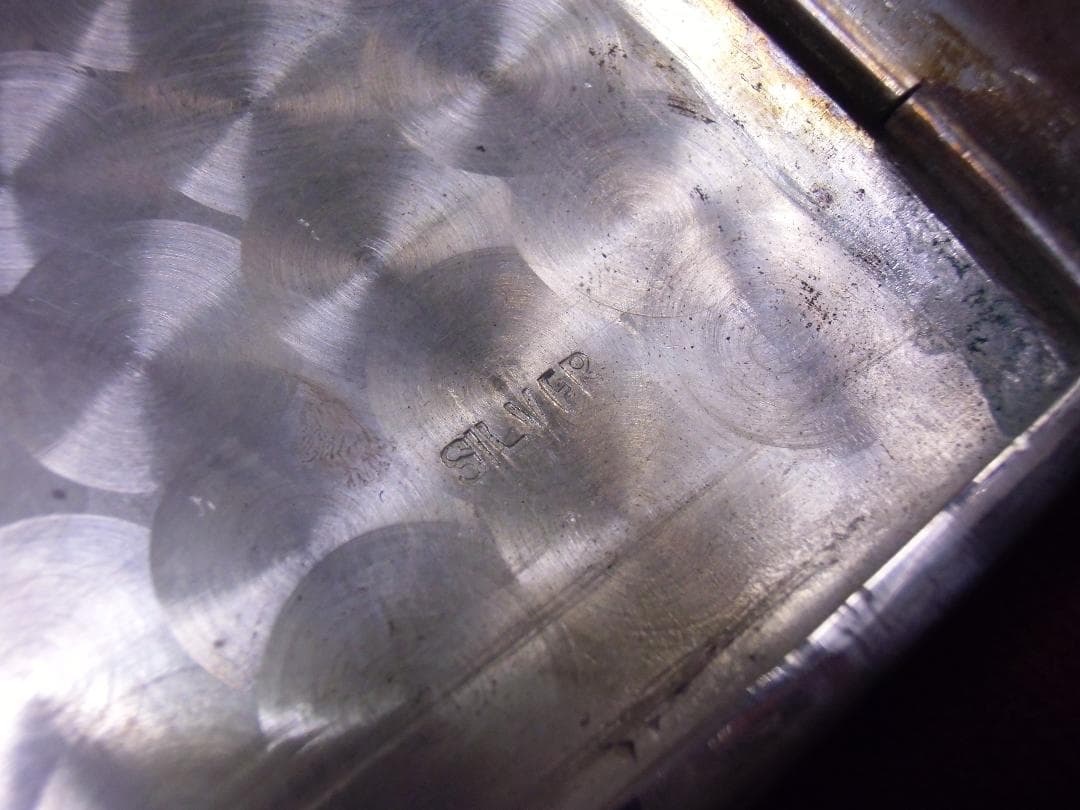 ★アメリカ軍＊ＣＢＩ＊ルビー象嵌＆銀製＊総彫りシガレットケース（実物）