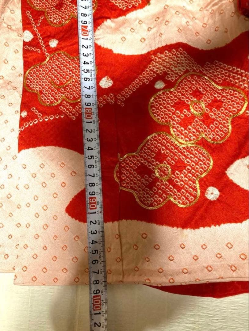 超豪華　七五三着物フルセット　着物被布長襦袢半襟付総絞り染め分け金糸3歳着物