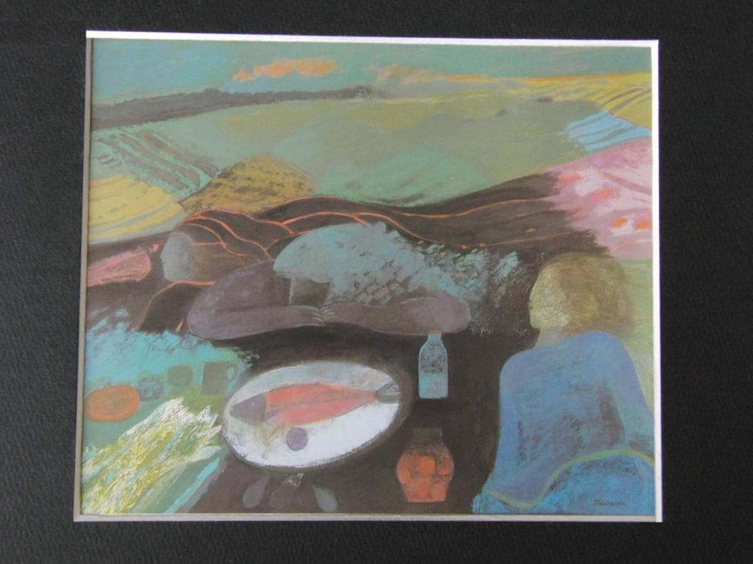 月舘れい、【或る日の食卓】、希少な額装用画集より、新品額装付、状態良好