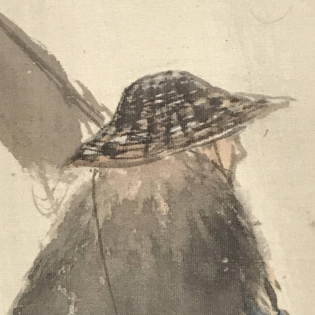 【真作】三宅呉暁/雨中釣人図/釣人図/人物図/掛軸/名家伝来/AC-478