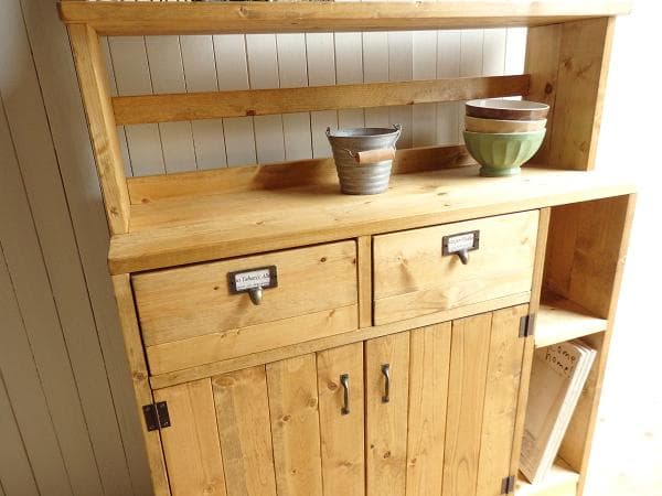 サイズ、デザインオーダー可！２引出観音扉キャビネット●ナチュラルブラウン受注製作