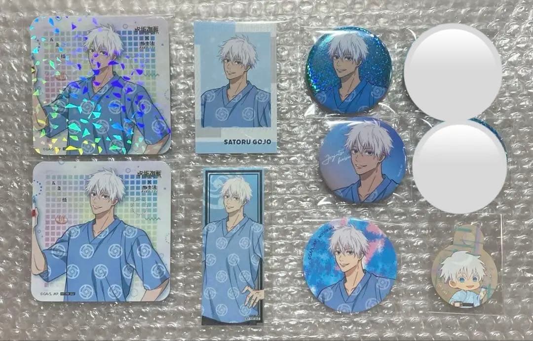 呪術廻戦　極楽湯　五条　缶バッジ　コースター ホロ　8個セット