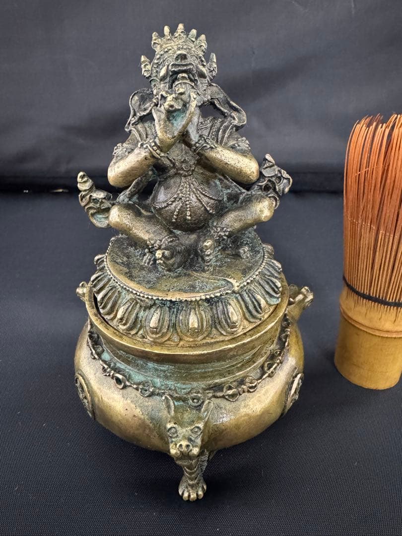 香炉 チベット仏 持金剛 彫刻 置物 開運 風水 骨董 インテリア　アンティーク