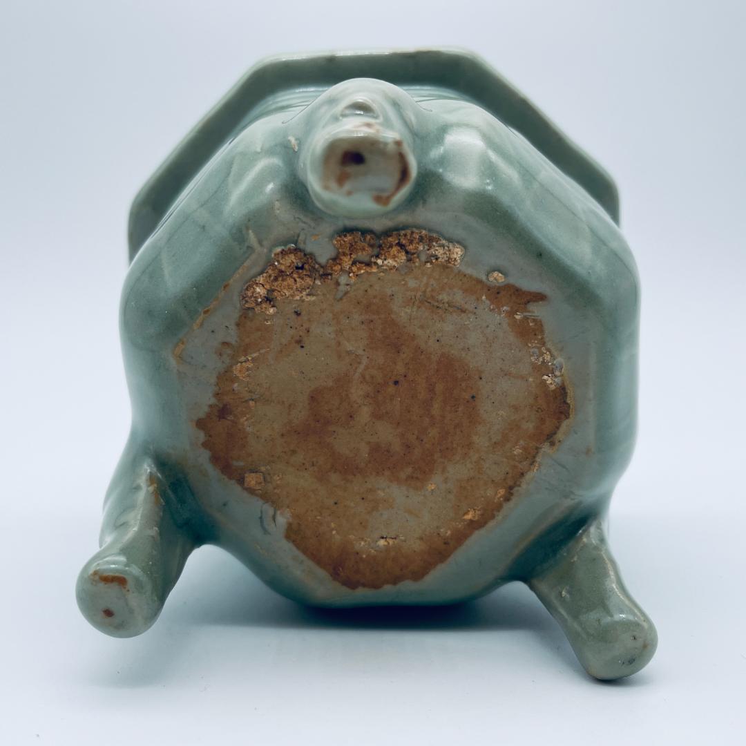 【高麗】青磁 双耳六角三足獣面 香炉 朝鮮美術 朝鮮古玩