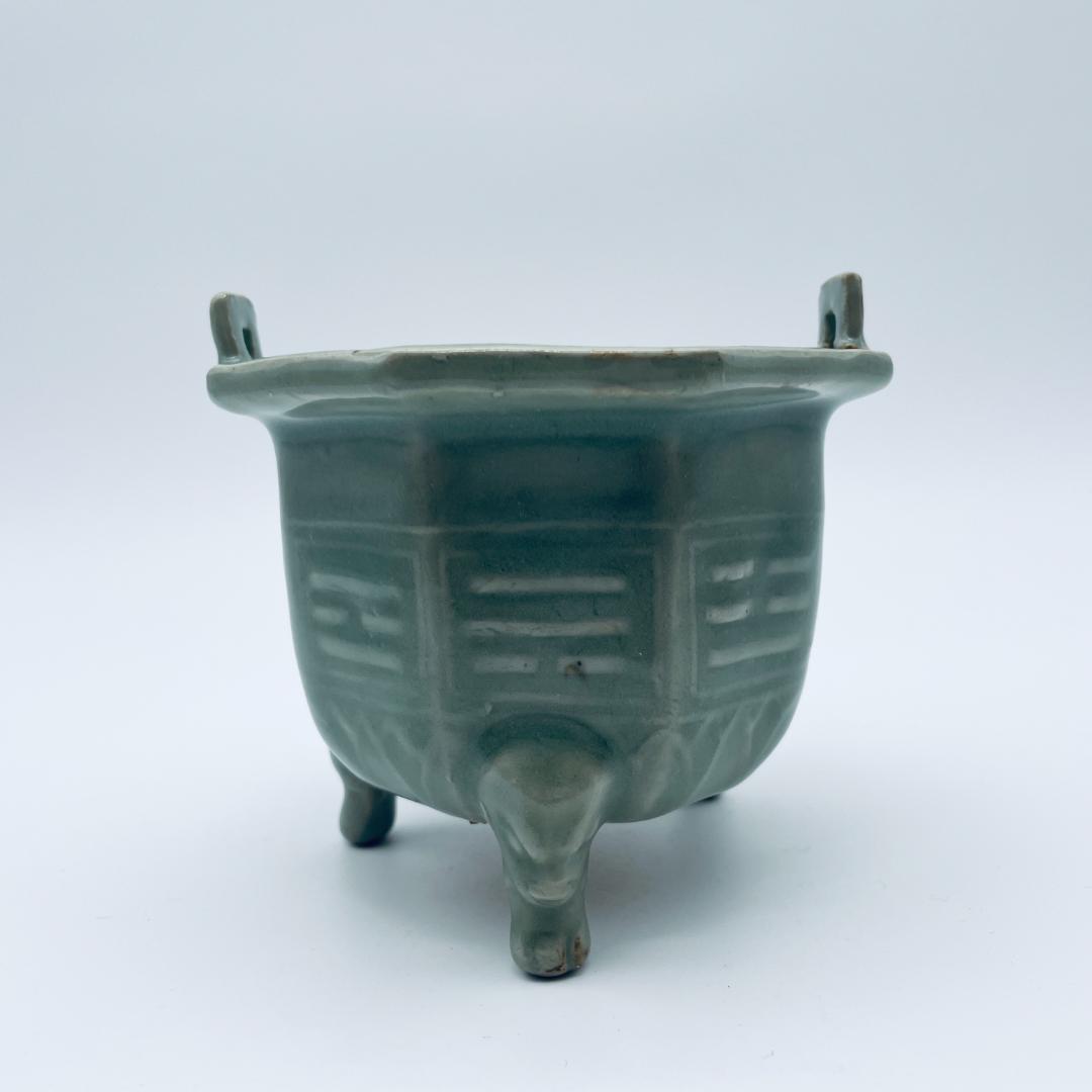 【高麗】青磁 双耳六角三足獣面 香炉 朝鮮美術 朝鮮古玩