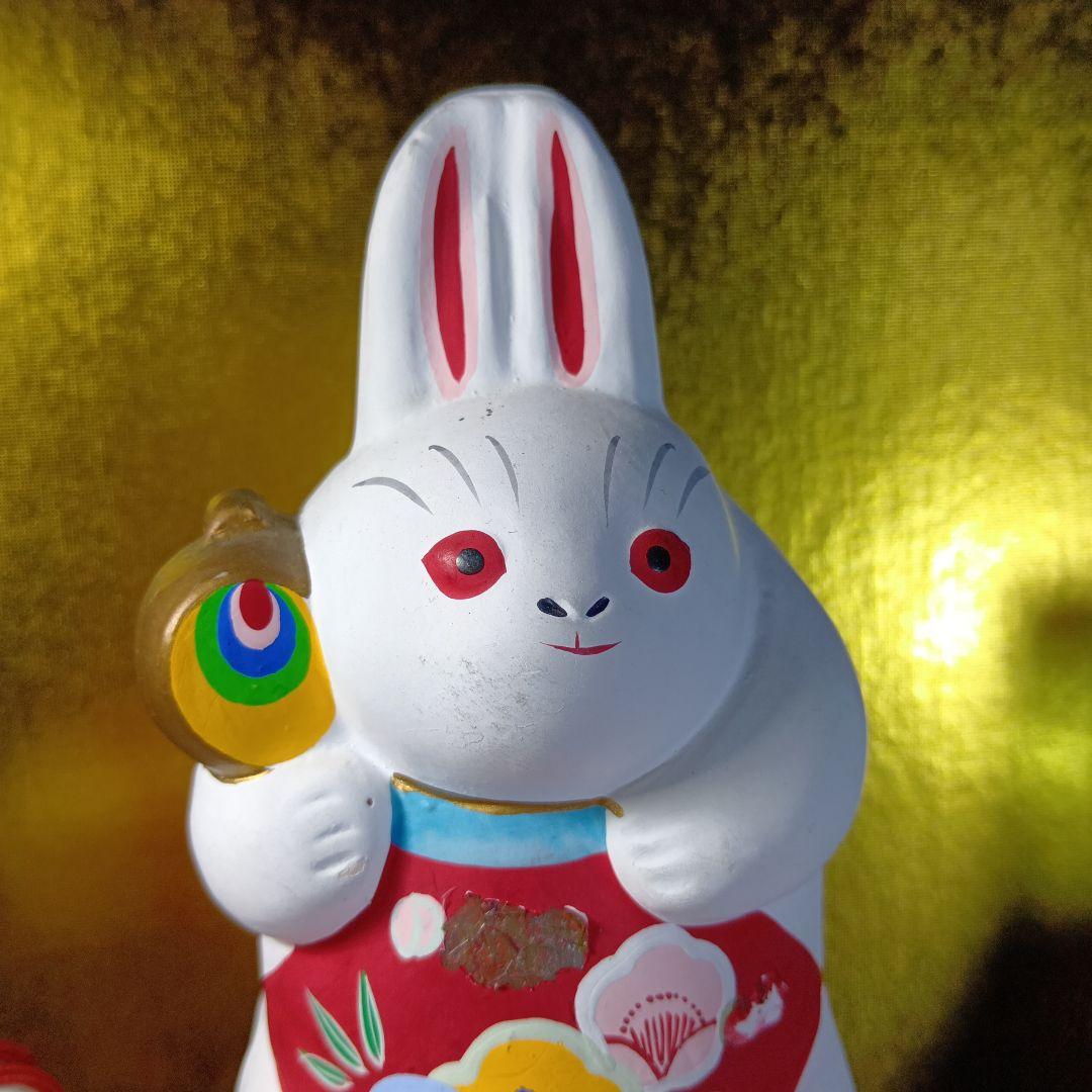 ウサギの置物 陶器製 インテリア