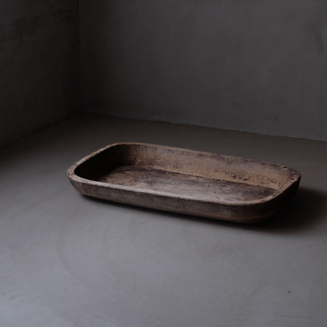 古い木鉢　飼い葉桶 木皿 水盤 古材 古道具 骨董 プリミティブ アンティーク