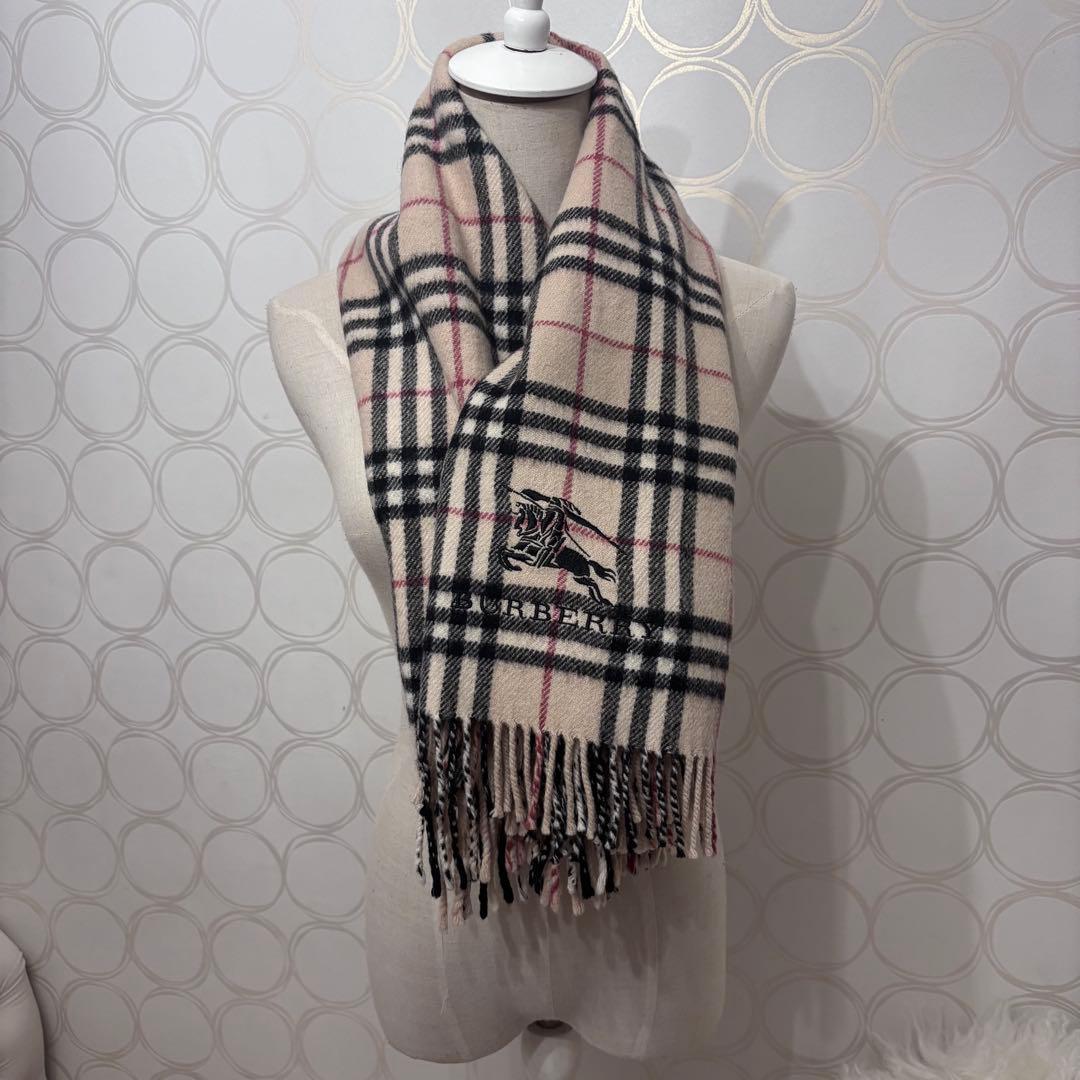 BURBERRY ロゴ刺繍 バーバリーチェック マフラー ショール