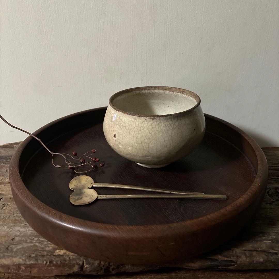 古い丸壷　白釉　塩笥壺　韓国骨董.アンティーク.古民芸.検:立原正秋.白磁.李朝