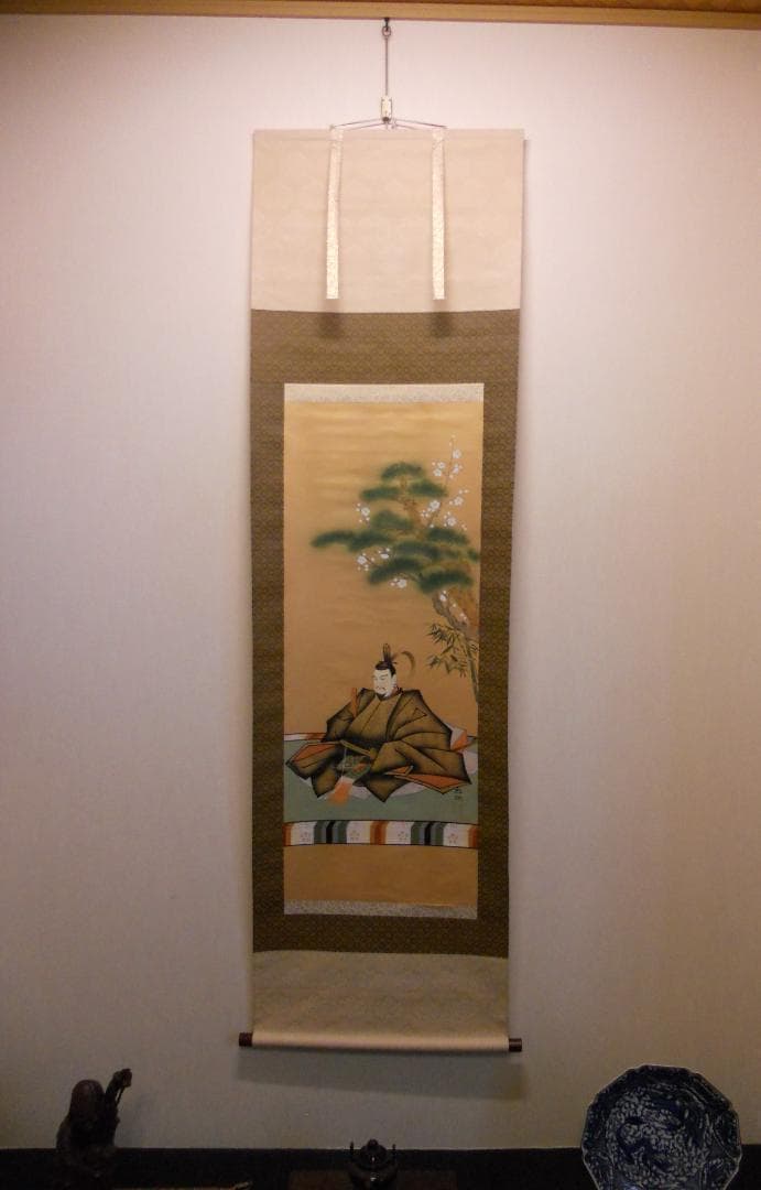 掛け軸 松映 菅公之図 絹本 希少 軸装 茶道具 掛軸 美品 です。