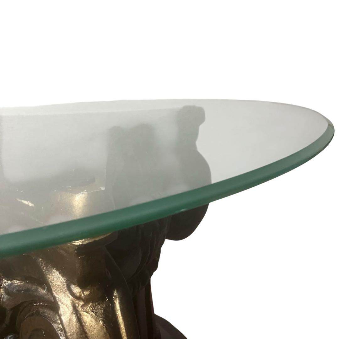 古代イオニア式 ガラス天板テーブル 特徴的な柱デザイン ロココ調　アンティーク