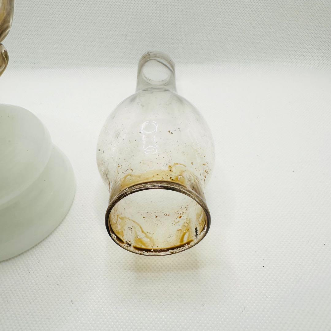 アンティーク オイルランプ 乳白色ガラス製 大正ロマン レトロ 30cm 希少