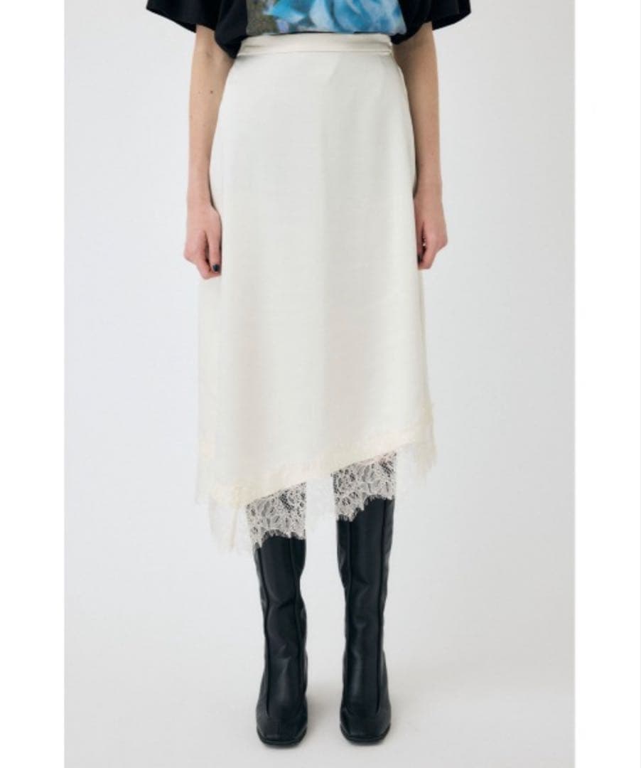 MOUSSY LACE TRIM SLIP スカート サテン オフホワイト