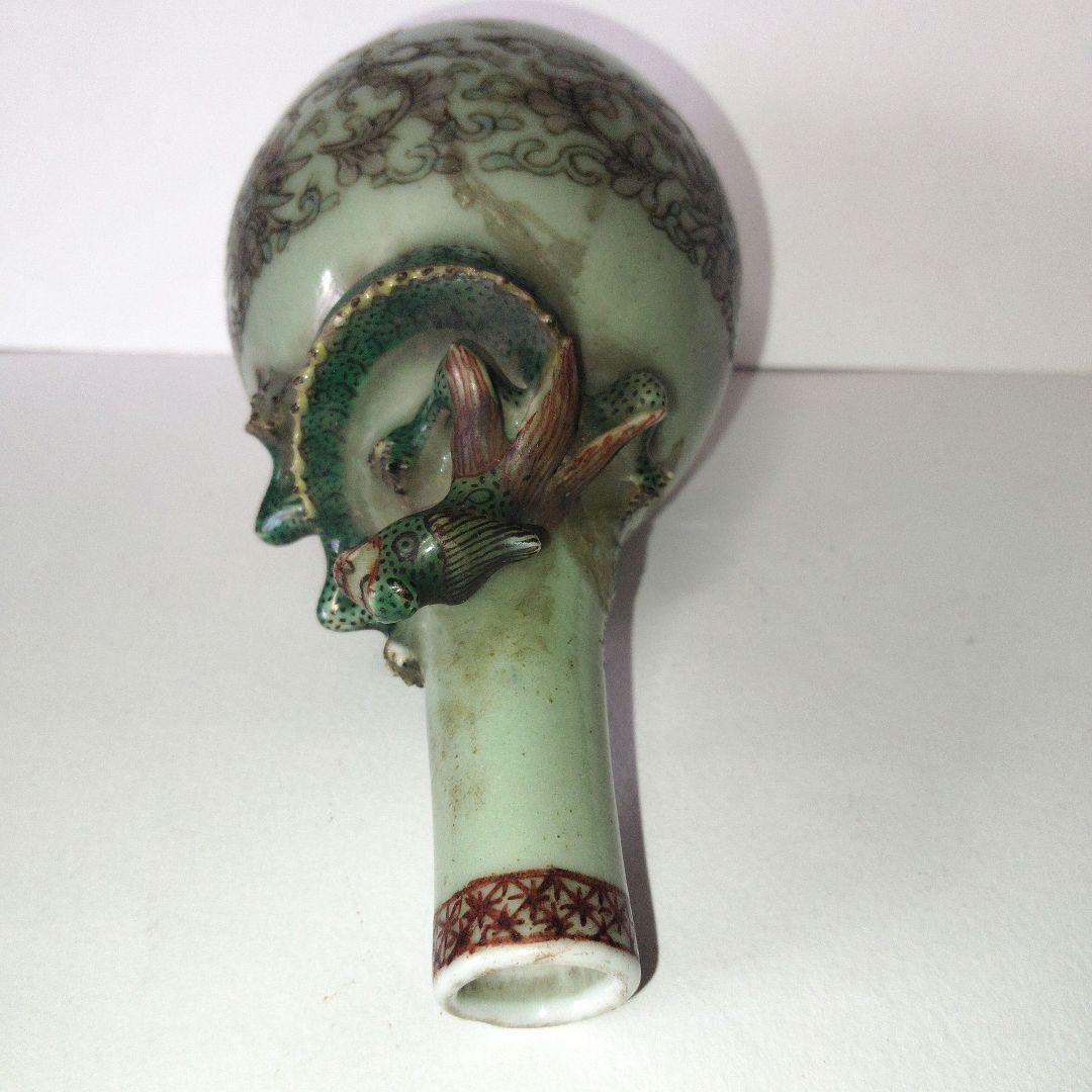 青磁の花瓶、一輪挿し　骨董