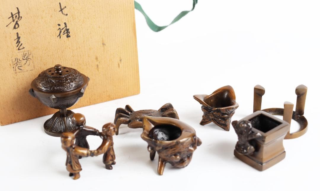 大野芳光 七種 蓋置 共箱 金属工芸工芸品唐銅