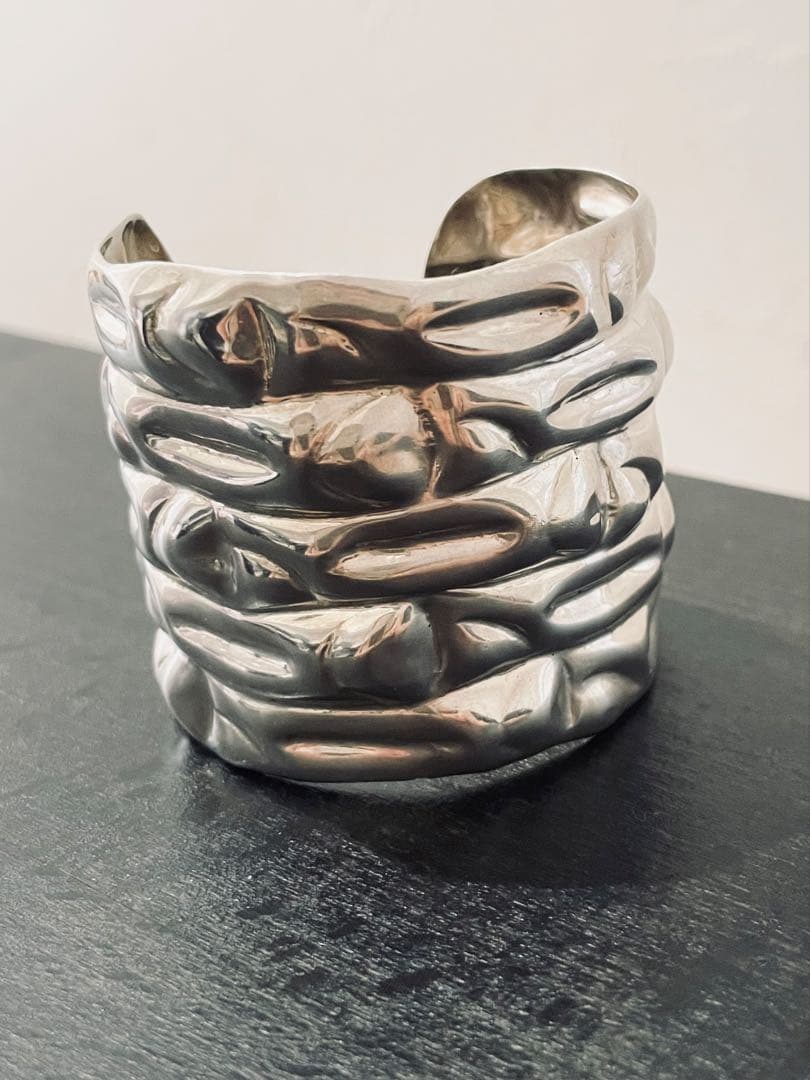 【本日限定価格】ヴィンテージ シルバーバングル　メキシコシルバー　カフバングル