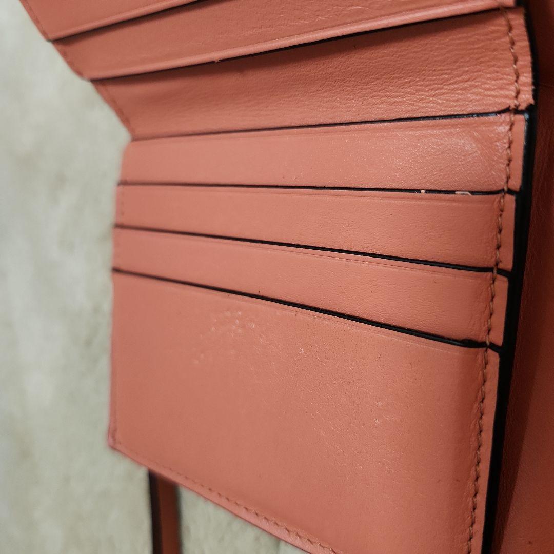 LOEWE アナグラム 二つ折り財布 ベージュ×ピンク コンパクトウォレット