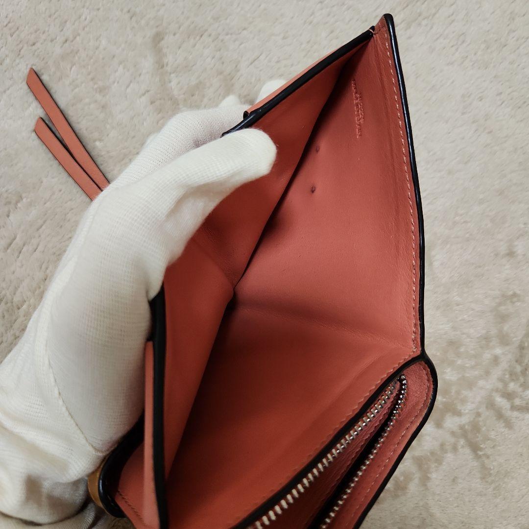LOEWE アナグラム 二つ折り財布 ベージュ×ピンク コンパクトウォレット