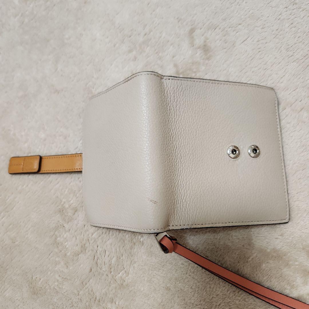 LOEWE アナグラム 二つ折り財布 ベージュ×ピンク コンパクトウォレット