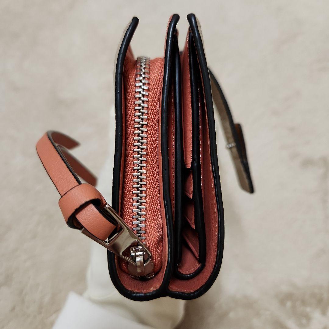 LOEWE アナグラム 二つ折り財布 ベージュ×ピンク コンパクトウォレット