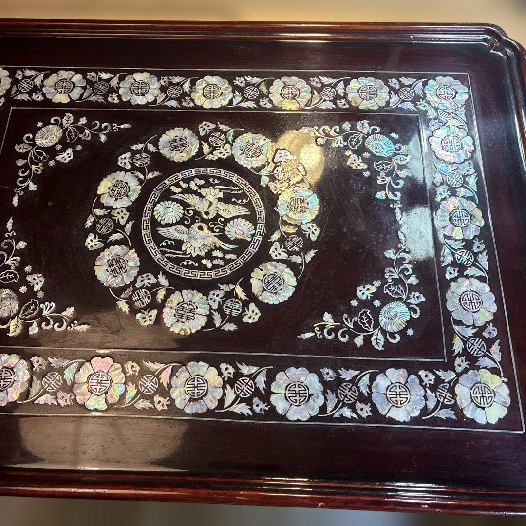 希少　折り畳み式 螺鈿細工 ローテーブル 和家具 伝統工芸　送料込