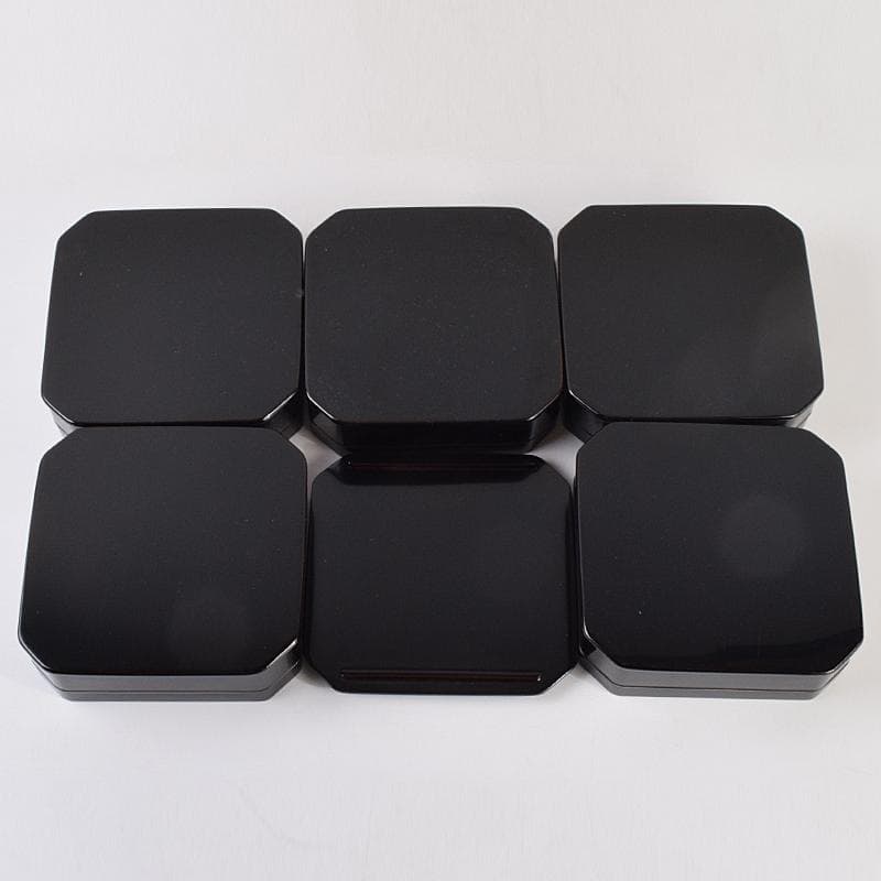 塗師　木村表斎　黒漆　利休形　縁高重　五段　共箱　V　R9124B