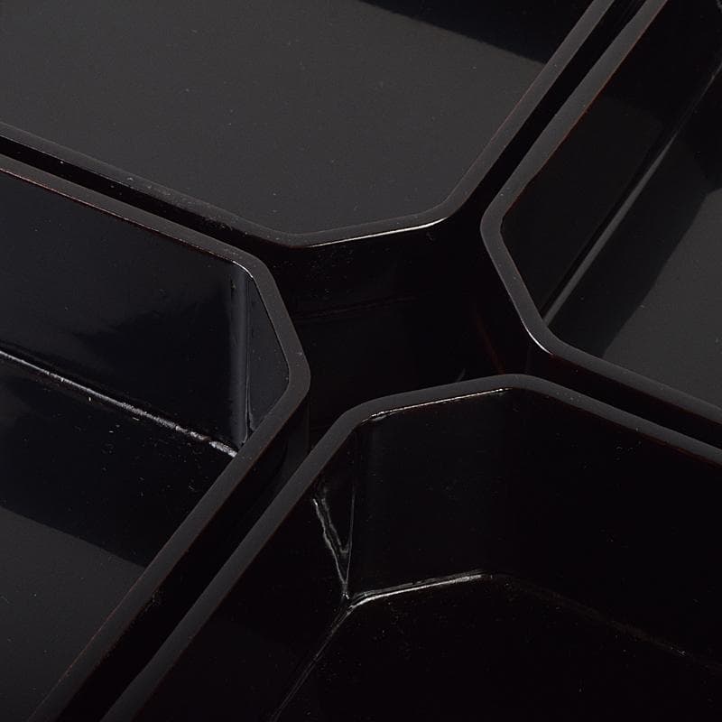 塗師　木村表斎　黒漆　利休形　縁高重　五段　共箱　V　R9124B