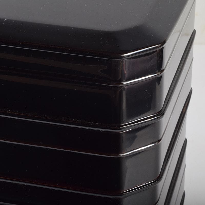 塗師　木村表斎　黒漆　利休形　縁高重　五段　共箱　V　R9124B