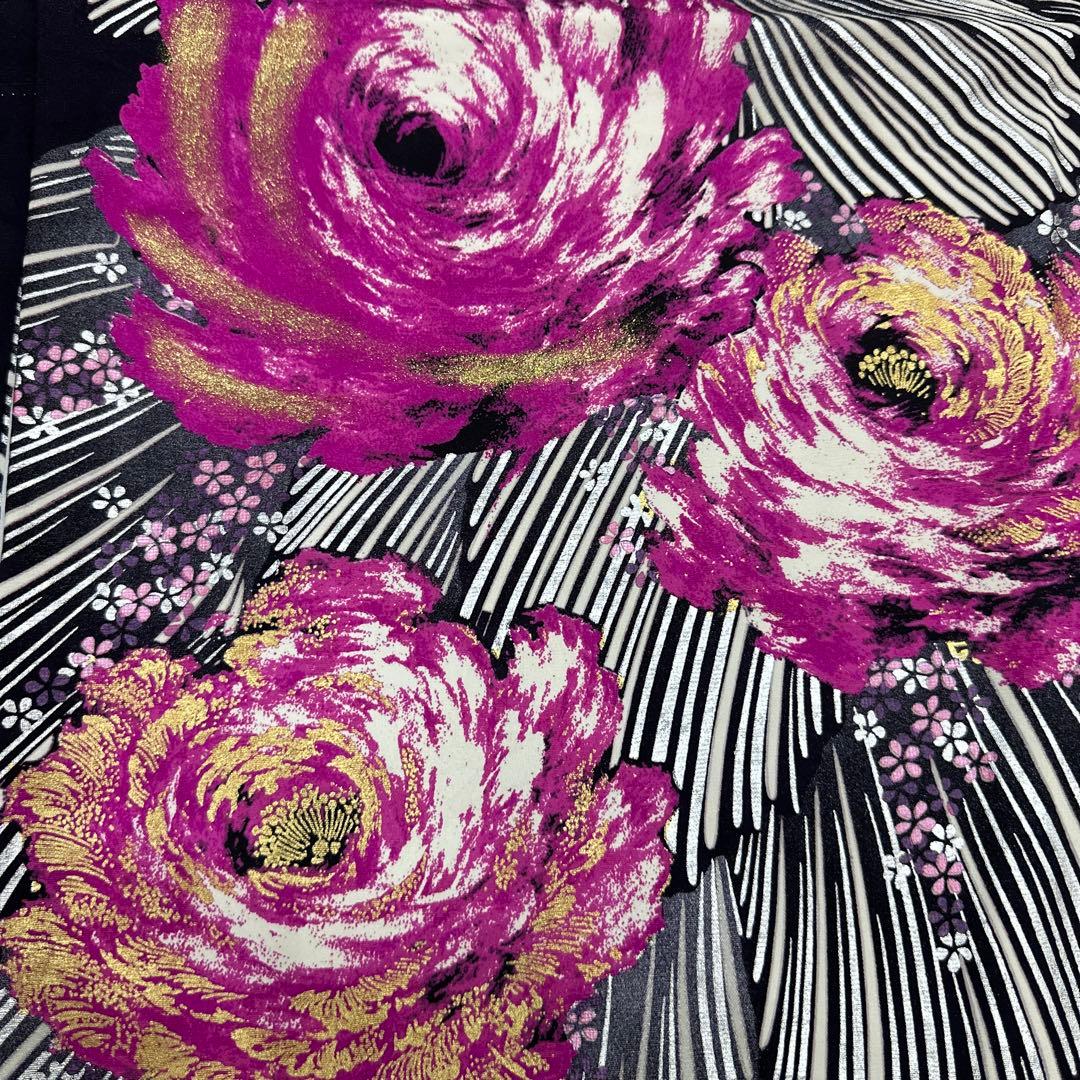 桂由美 ラインストーン キラキラ 薔薇 訪問着 濃紫地