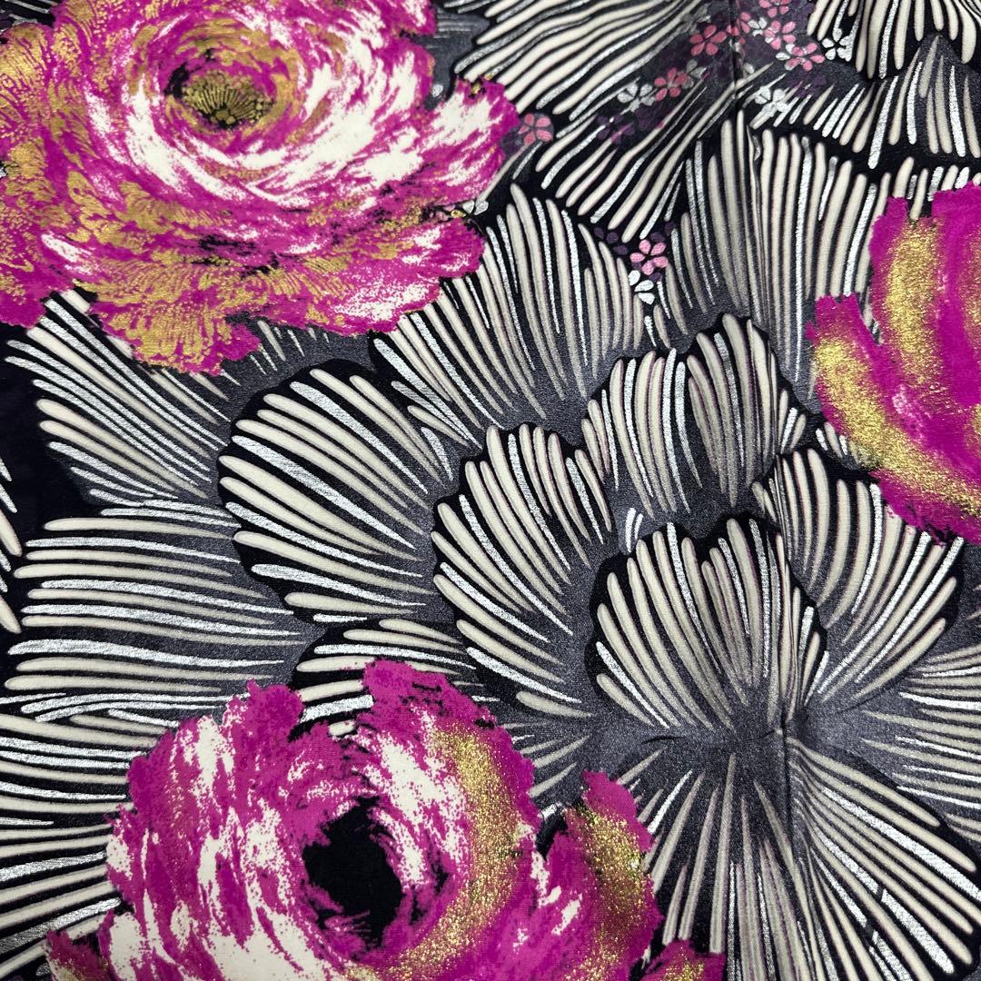 桂由美 ラインストーン キラキラ 薔薇 訪問着 濃紫地