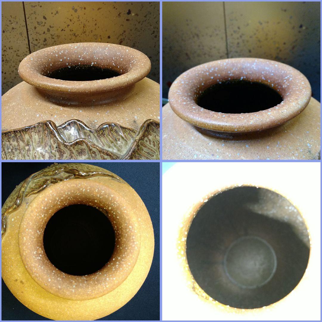 ab53 信楽焼 花入 山水 帆かけ船 花器 花瓶 飾り壷 置物 美品 銘有