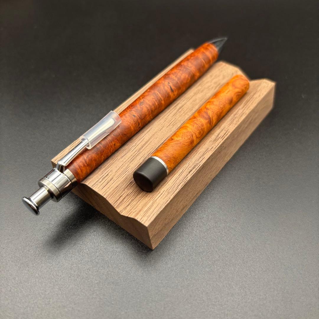 工房楔　ペンシル楔　花梨こぶ杢0.5mm、芯ケース、0.5mm固定式口金セット