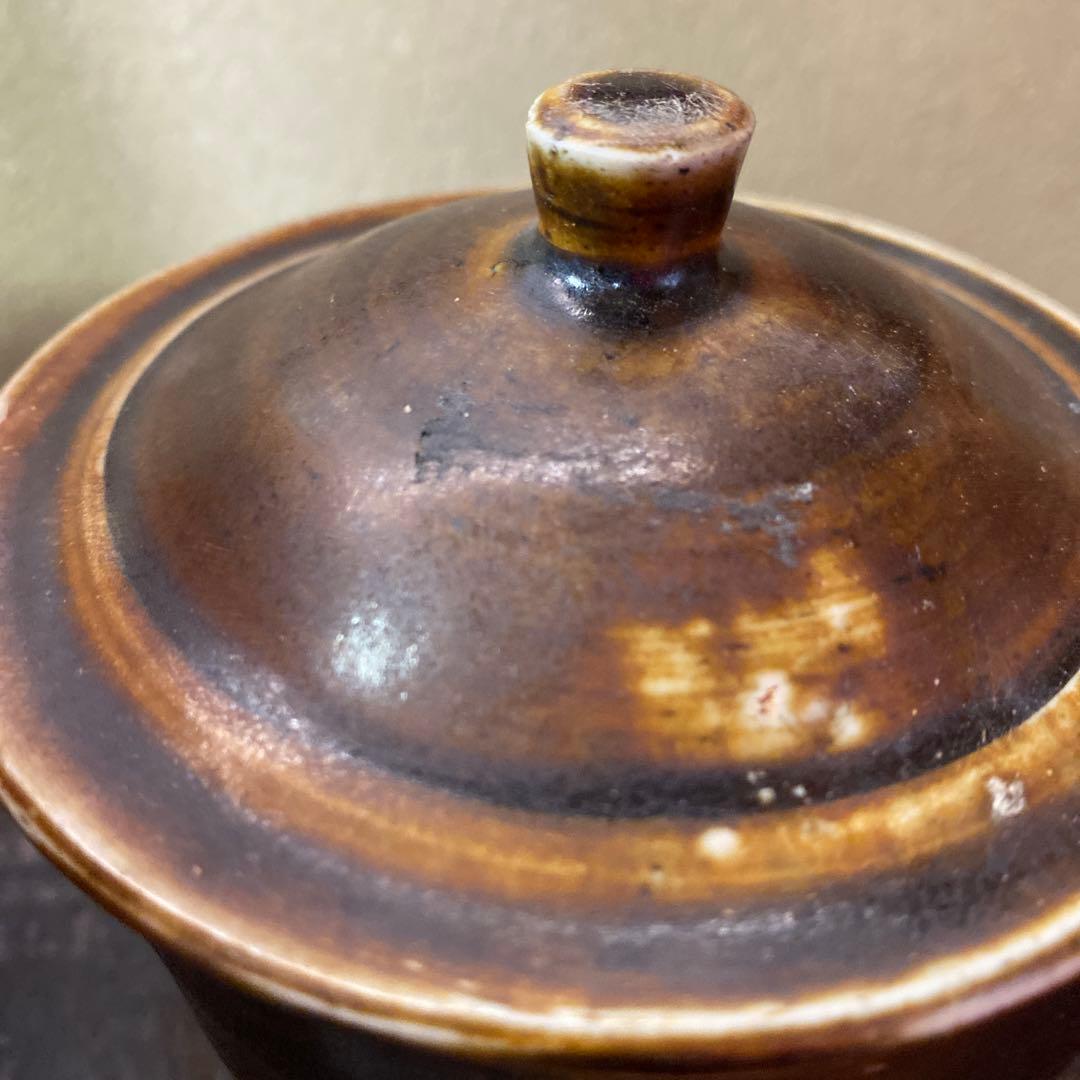 中国宗代　褐釉蓋物【桐箱付】