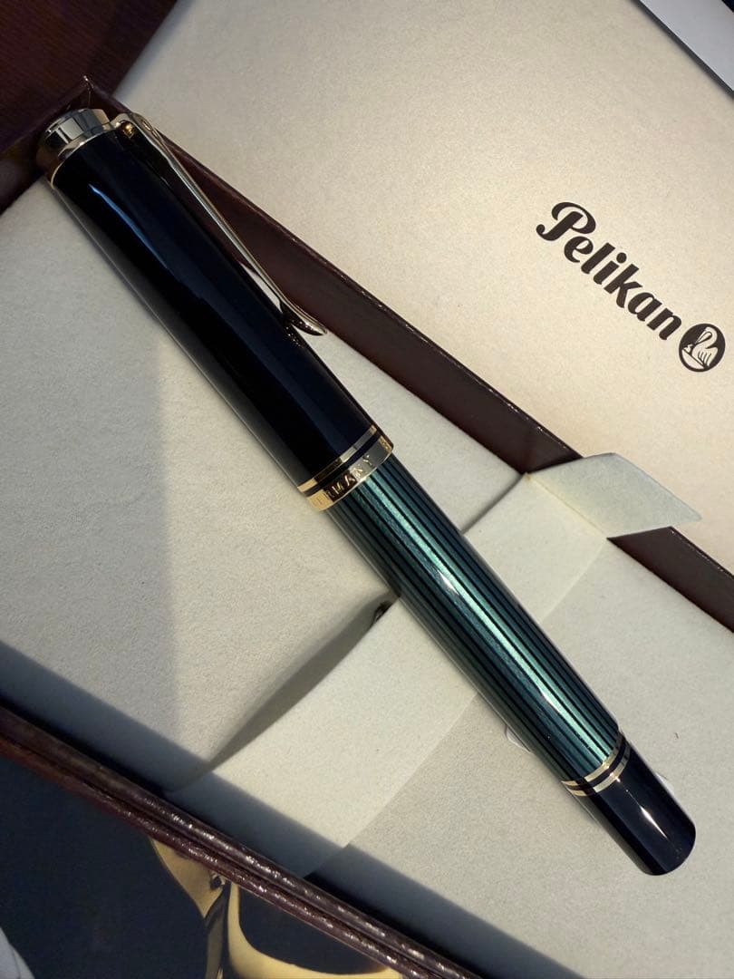 ほぼ未使用 ペリカン スーベレーン M800 緑縞 F 細字 万年筆