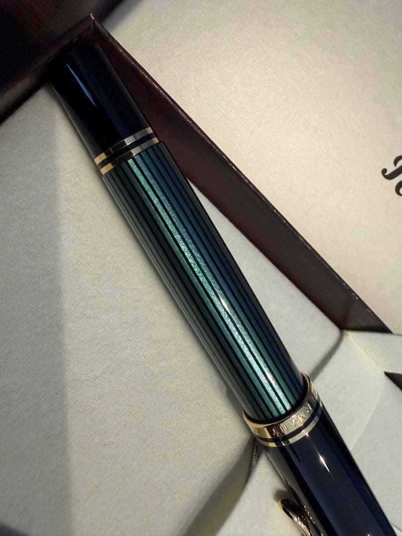 ほぼ未使用 ペリカン スーベレーン M800 緑縞 F 細字 万年筆