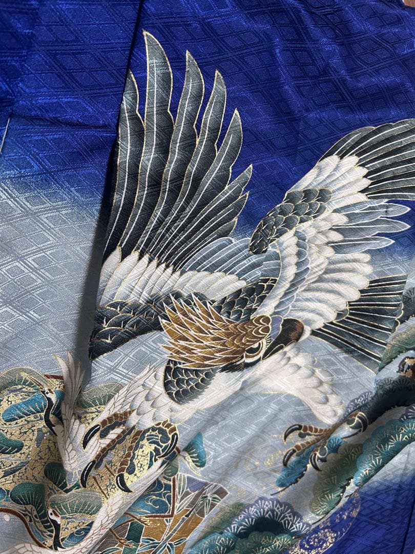 青系フルセット♡七五三　5歳　男の子　一式　鷹　ゴールド